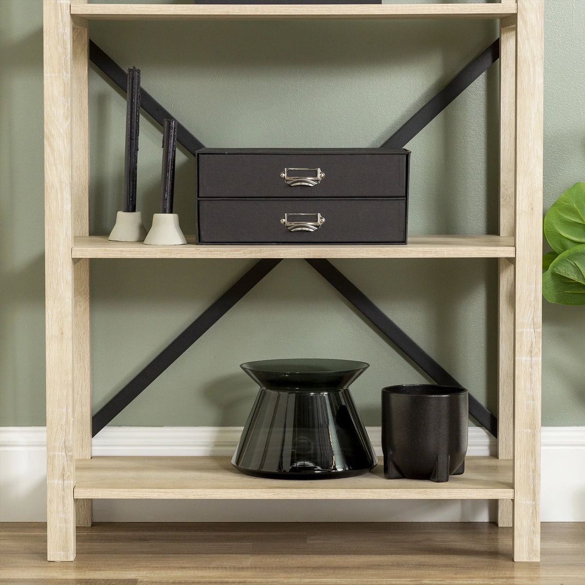 Walker Edison Rustic Industrial 4-Shelf Bookcase, Dark Walnut