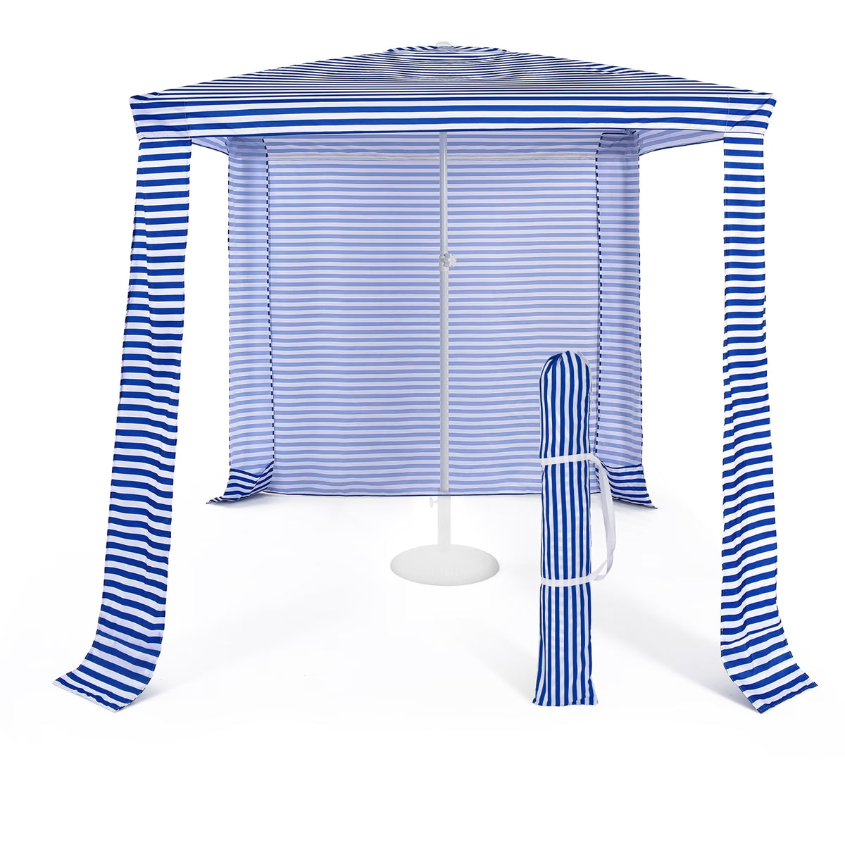 Costway 6.6' x 6.6' Foldable Beach Cabana Easy-Setup Beach Canopy W/ Carry Bag Blue
