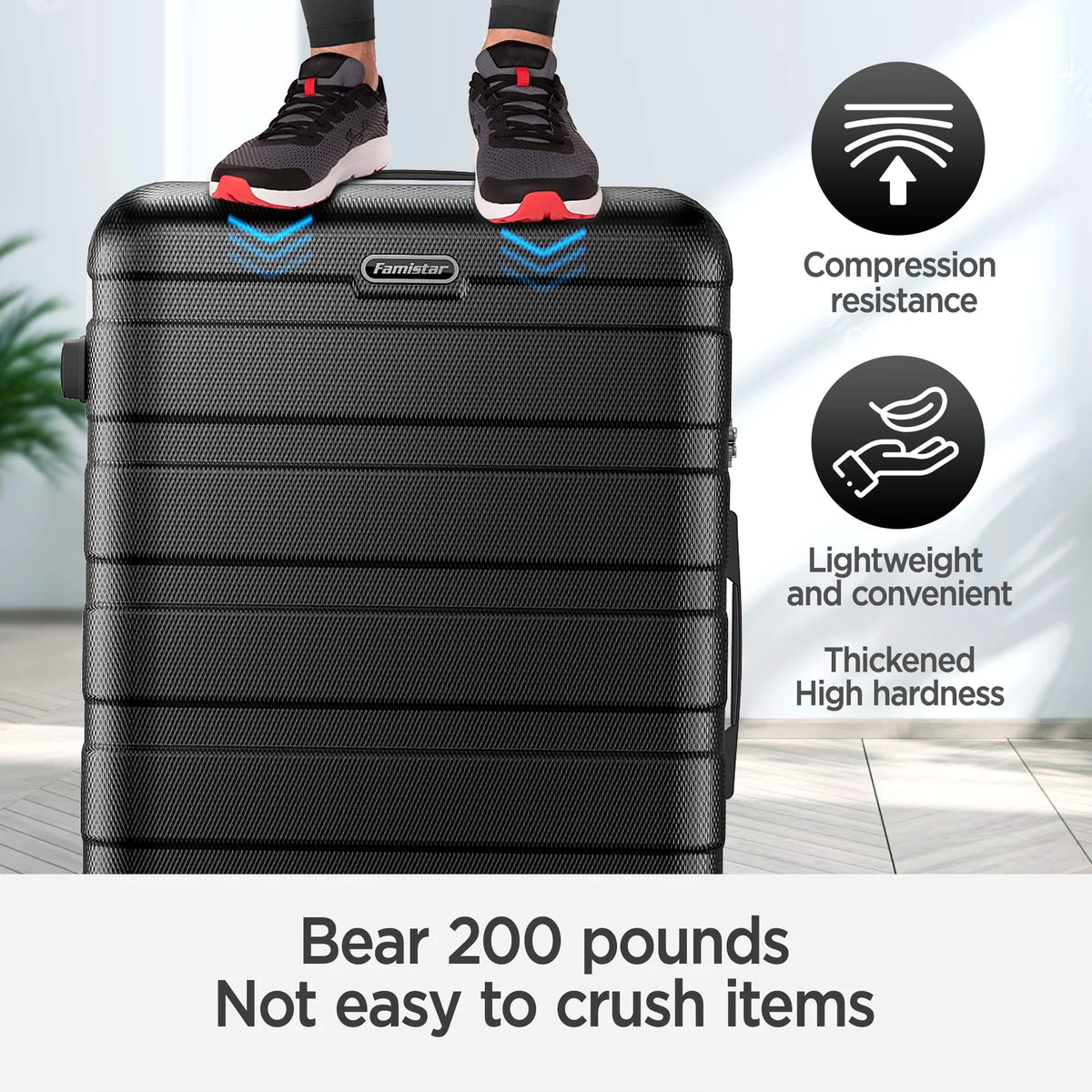11Pcs Luggage Sets, ABS Hardshell Suitcase w/ Dual 360° Spinner Wheels & TSA Lock, Lightweight Durable Hardside Carry on Luggage for Travel, Deep Black