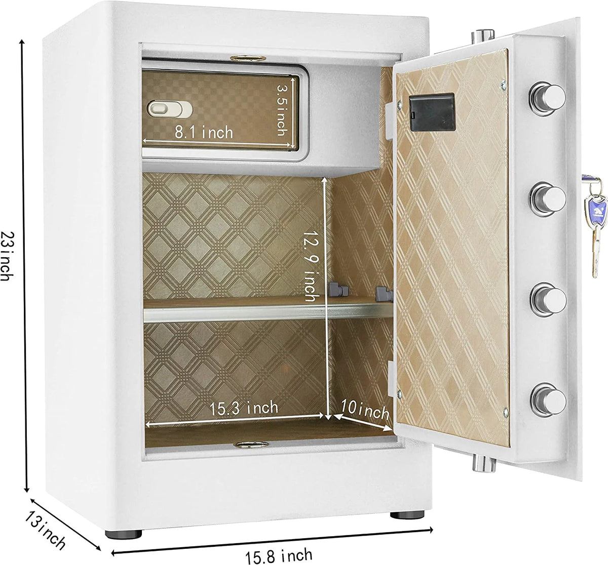 TigerKing Durable Security Home Safe with Electronic Lock, White