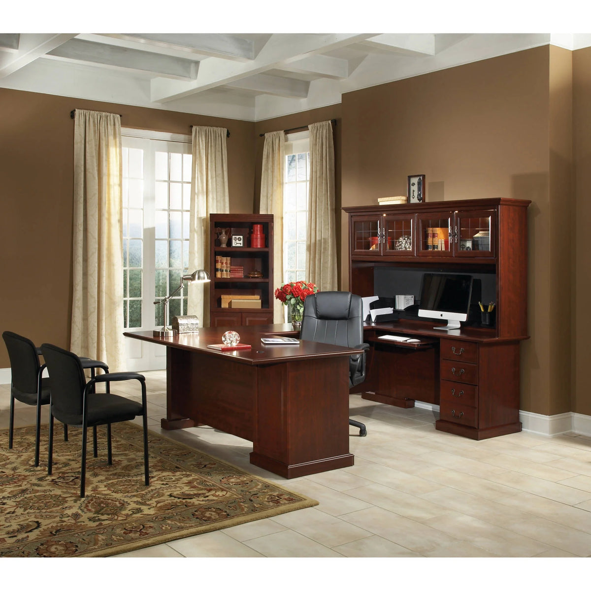 Sauder Heritage Hill 72" H 5-Shelf Bookcase, Classic Cherry Finish
