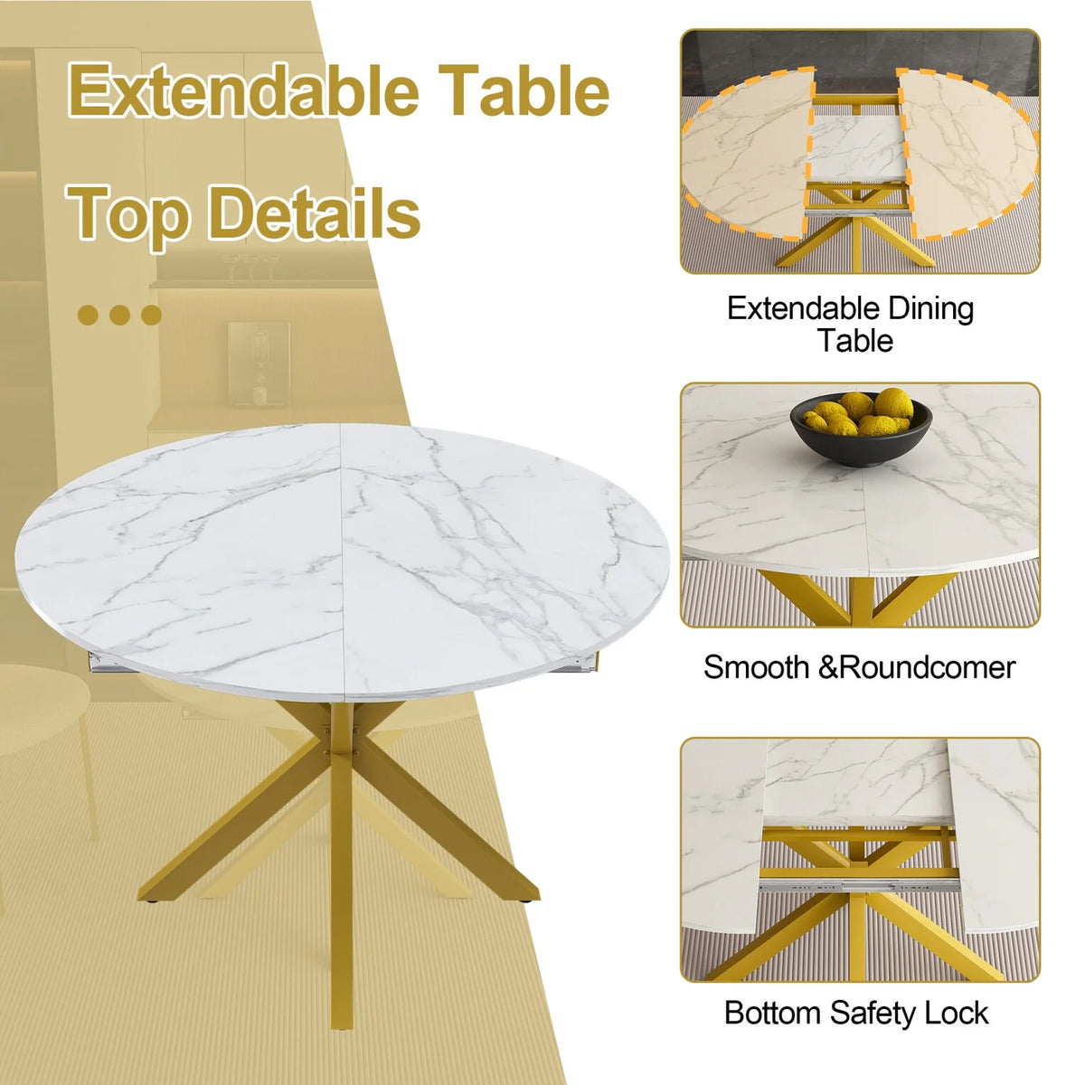 42"-59" Extendable Dining Table, Farmhouse Oval Kitchen Table with Removable Leaves and Metal Legs Support for Living Room, Walnut