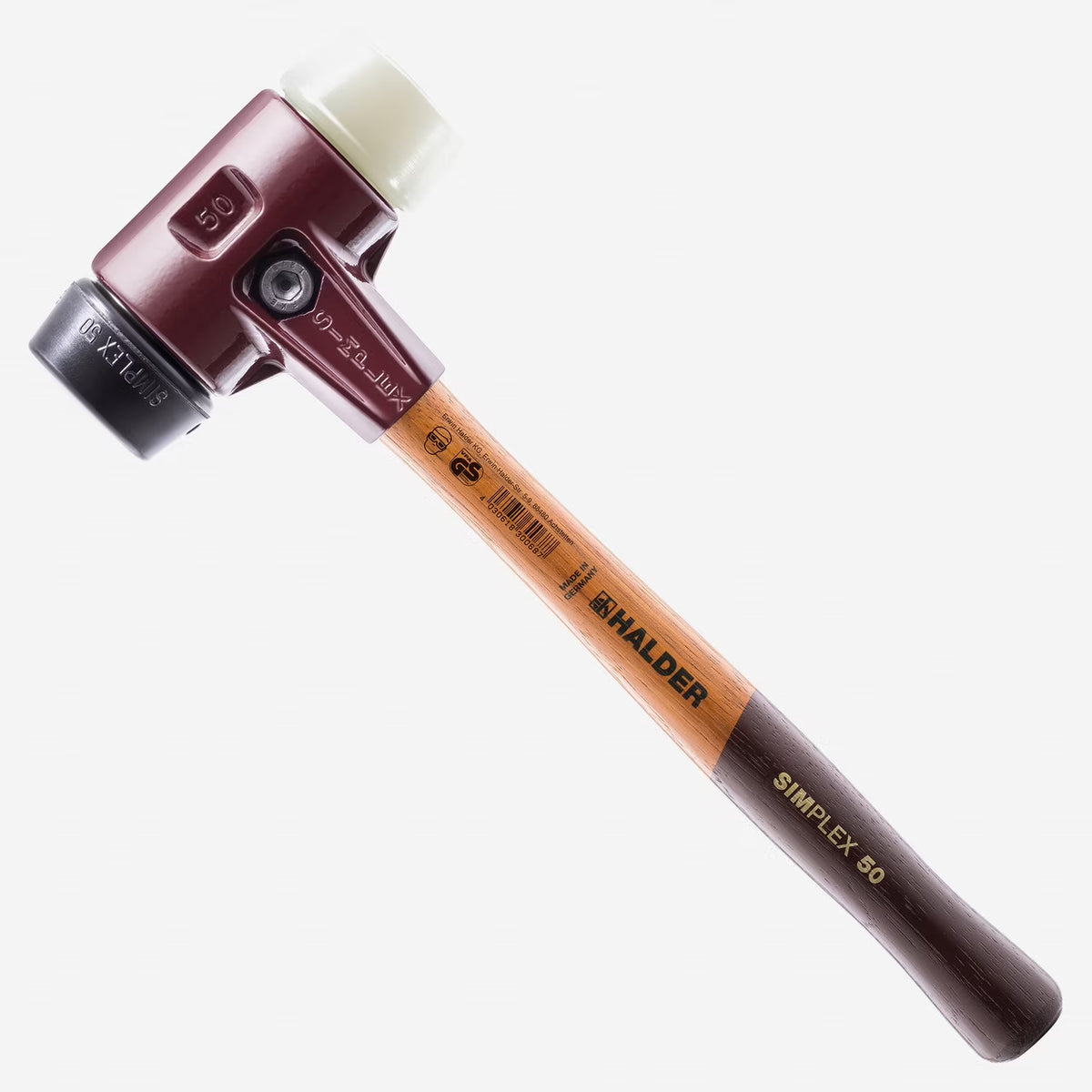 Halder Simplex Mallet with Black Rubber/Nylon Inserts and Cast Iron Housing, 2.36" / 53.62 oz.