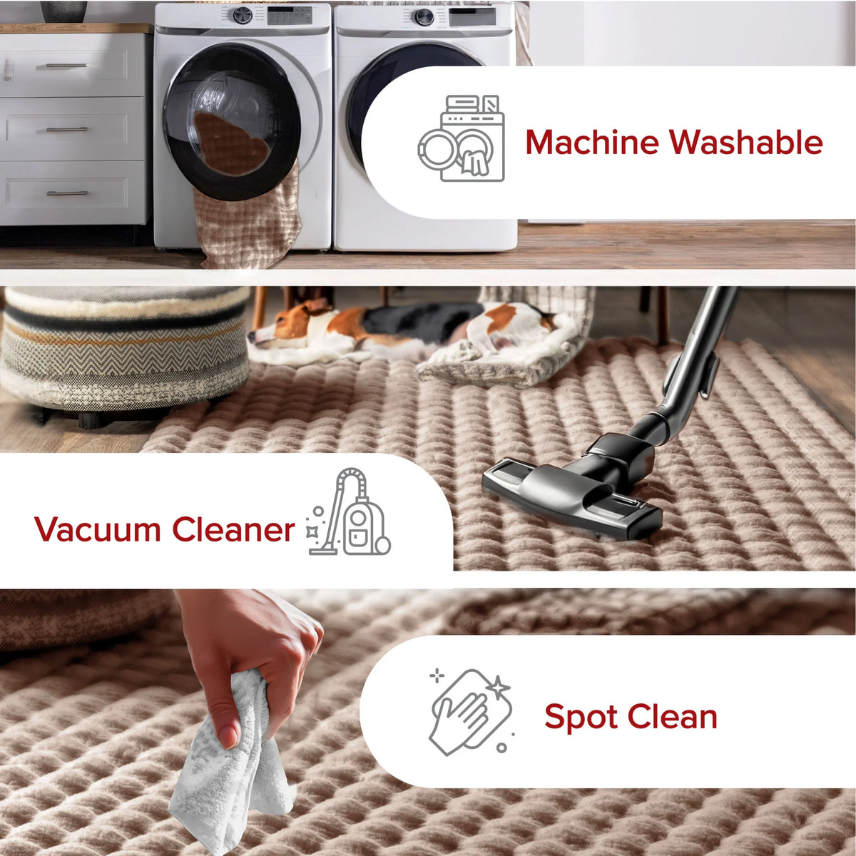nuLOOM Jeni SuperiorWash Solid Faux Rabbit Machine Washable Area Rug, 2' 6" x 8', Runner, Jeni Grey