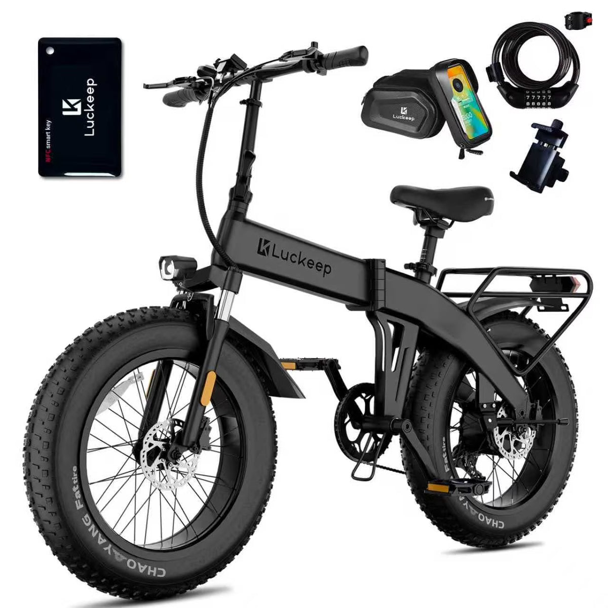 Luckeep X1 Lite Foldable Electric Bike for Adults 1500W Peak Motor,720WH Removable Battery,28MPH 60 Miles Long Range,20"*4" Fat Tire All-Terrain E-bike with Front Suspension,Mountain Electric Bicycle