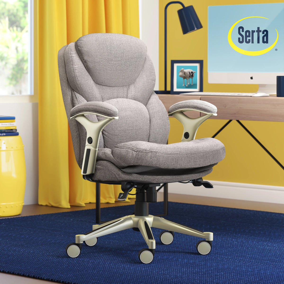 Serta Back in Motion Technology Fabric Executive Office Chair, Light Gray
