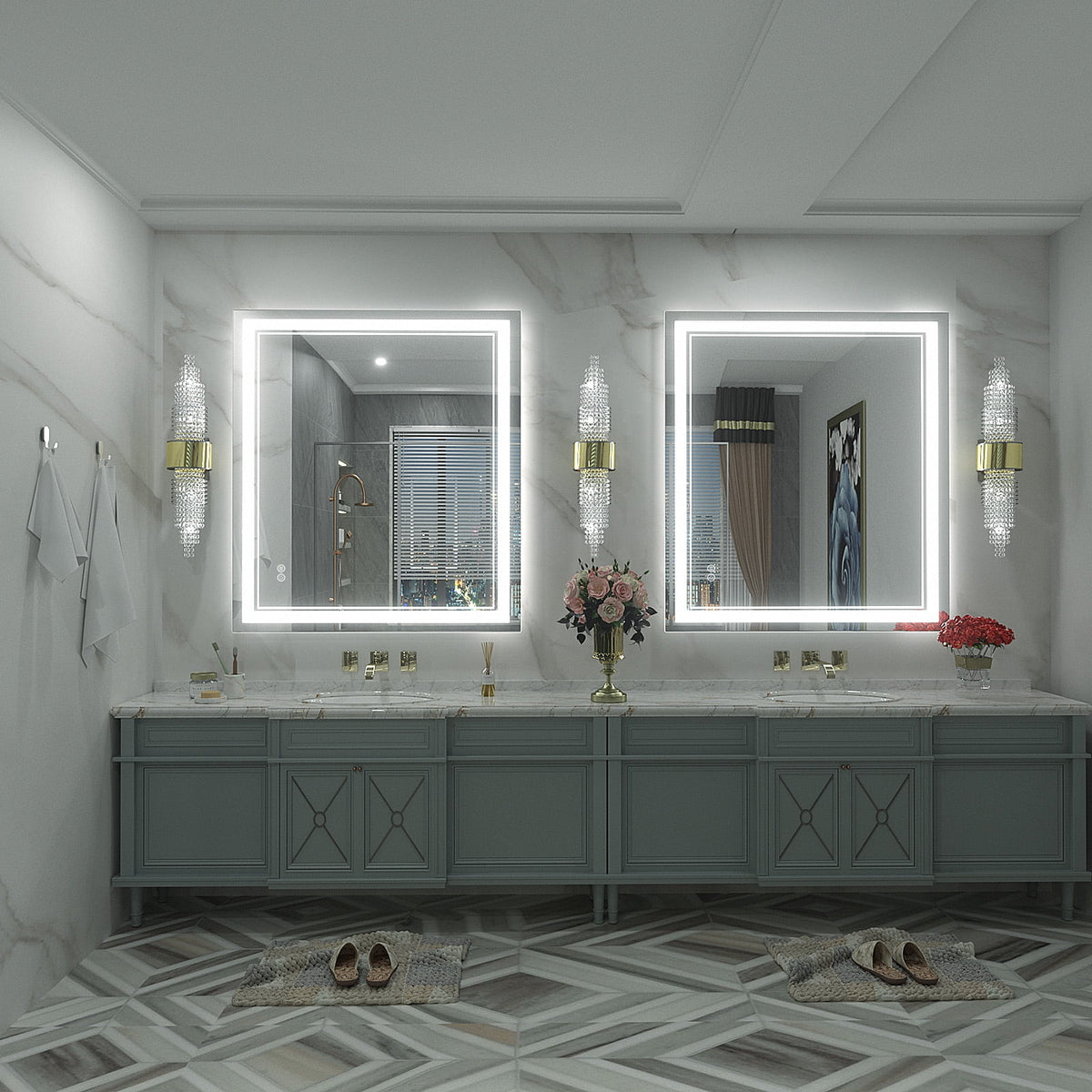 Frameless Frontlit LED Anti-fog Bathroom Vanity Mirror 96x36 inch