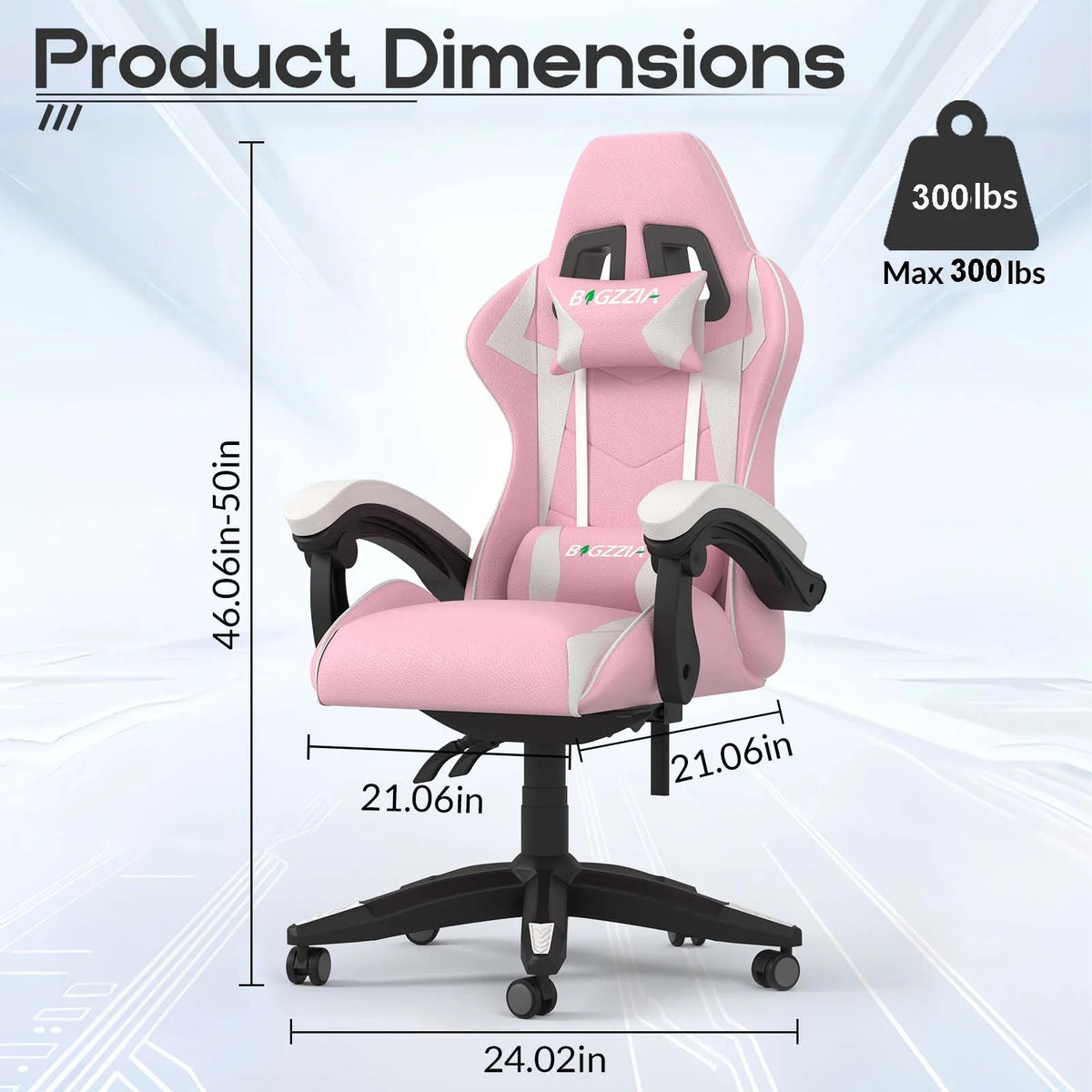 Bigzzia Gaming Chair with Footrest, Gaming Chair for Adult with Headrest and Lumbar Support,Red
