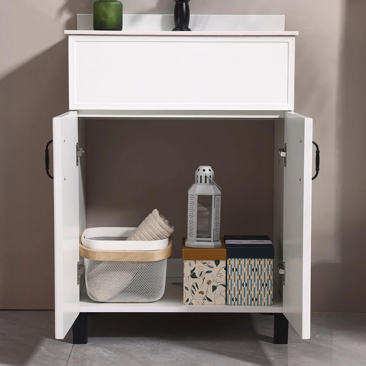 PROHIKER 29.1" Bathroom Vanity with Sink, Modern Bathroom Vanity Cabinet, Freestanding Bathroom Sink Cabinet with 1 Soft-Close Door and Metal Handle