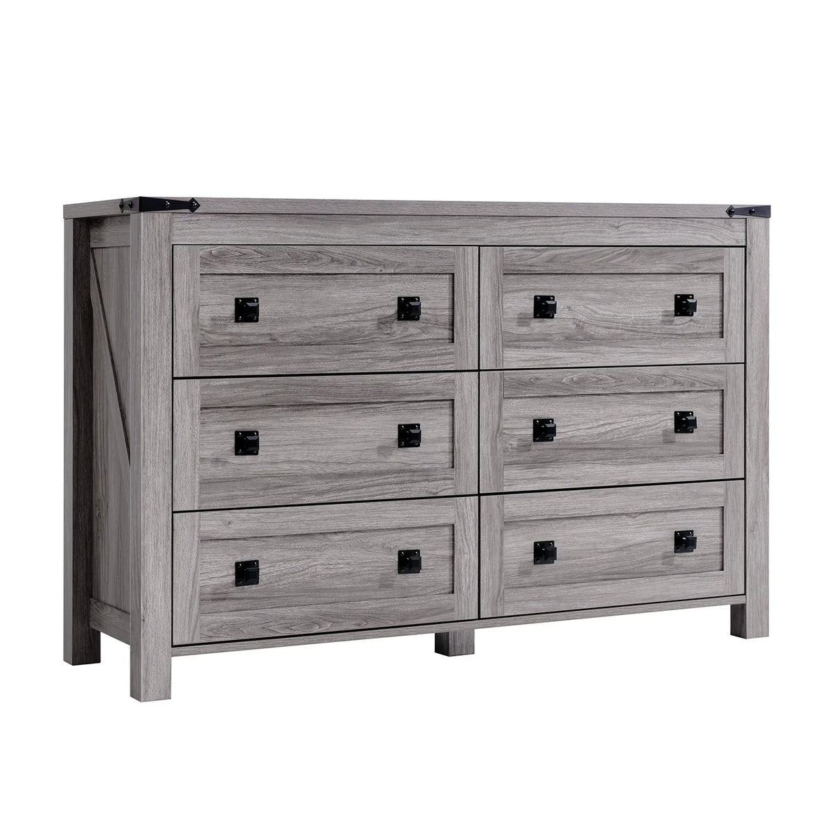 CHITOOMA Wooden Dressers for Bedroom 6 Drawer Adult, 47.2" Storage Cabine with Double Handle, Chest of Drawers for Living Room Hallway, Walnut