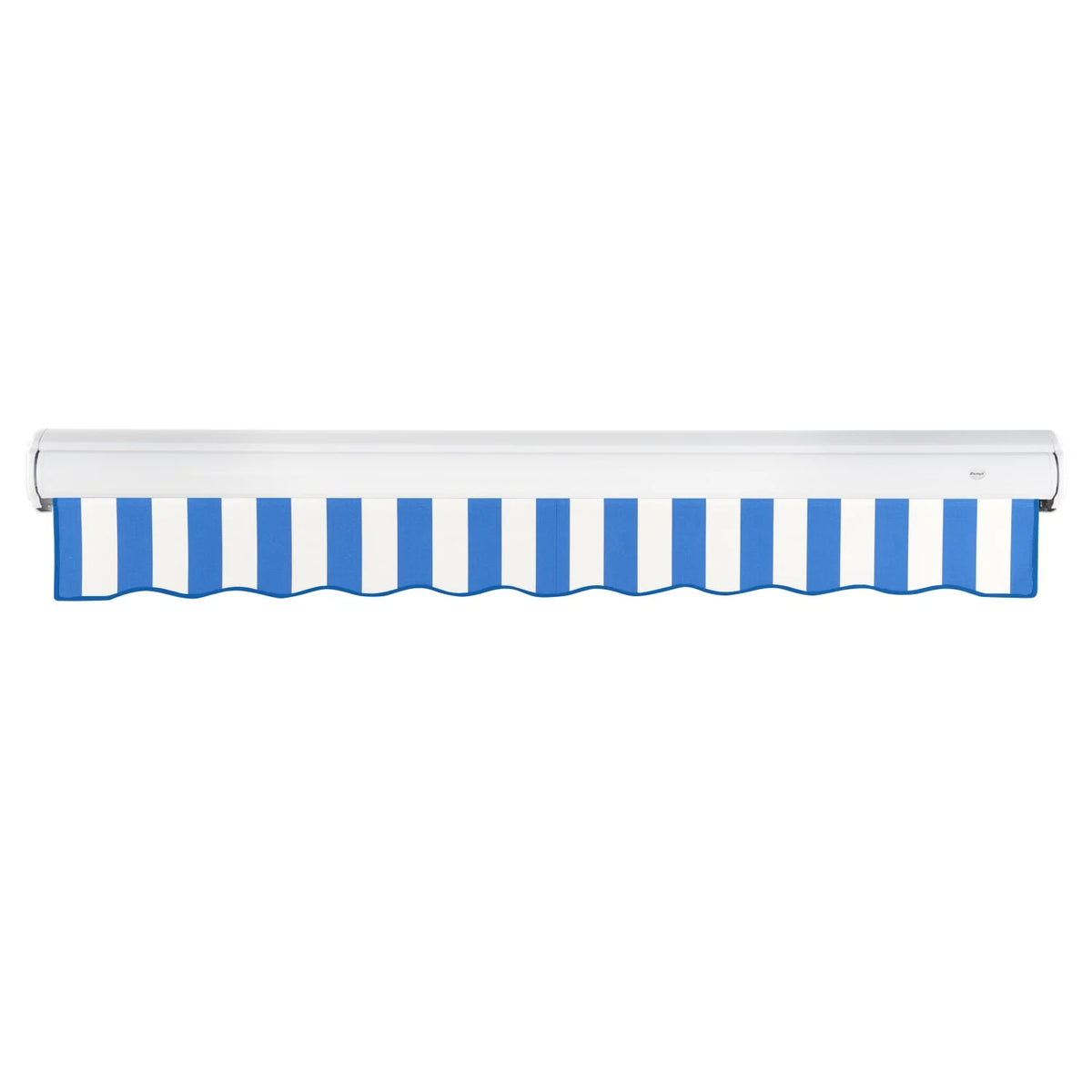 Awntech 10 Ft Key West Manual Heavy Duty Patio Retractable Awning with Cassette (120in x 9.38in x 96in), Bright Blue/White Stripe