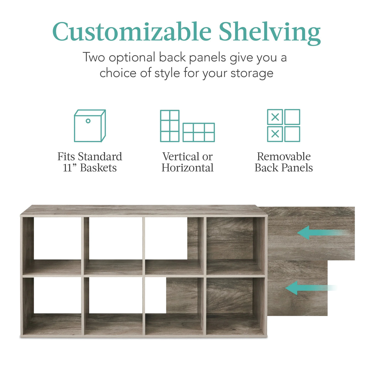 Best Choice Products 8-Cube Bookshelf, 11in Display Storage System, Organizer w/ Removable Back Panels - Black