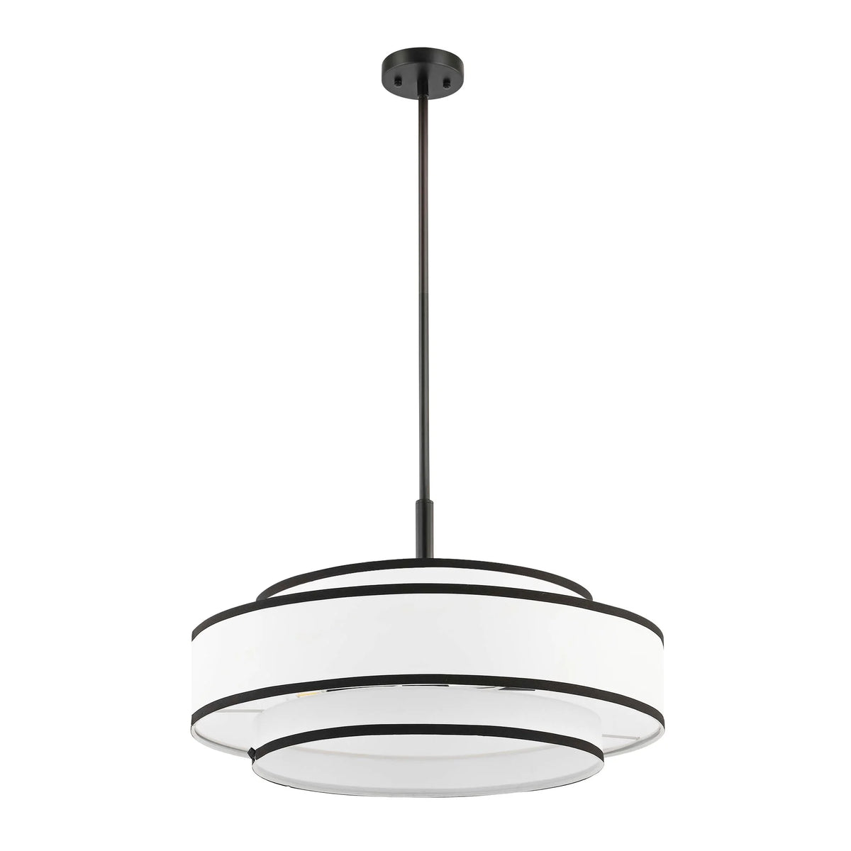 GetLedel 5-Light Double Shaded Dimmable Drum Chandelier Black