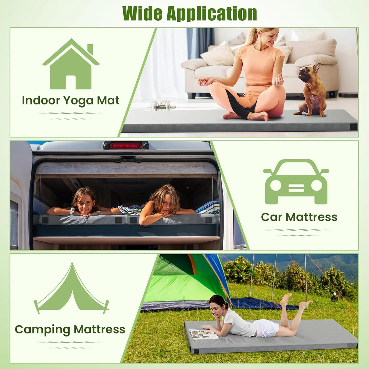 MarketLane Memory Foam Sleeping Pad, Roll Up Floor Mattress with Carry Bag, Non-Slip Bottom, Guest Floor Folding Bed for Sleepover, Portable Camping Mattress for Indoor Outdoor Travel Cot Tent，Grey