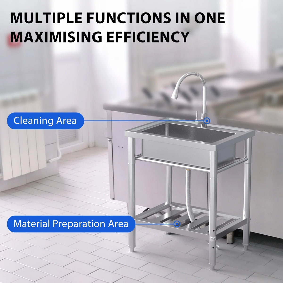 Maritcute 28"x20"x34" Stainless Steel Utility Sink with Hot/Cold Faucet, NSF Certified, for Home and Commercial Use