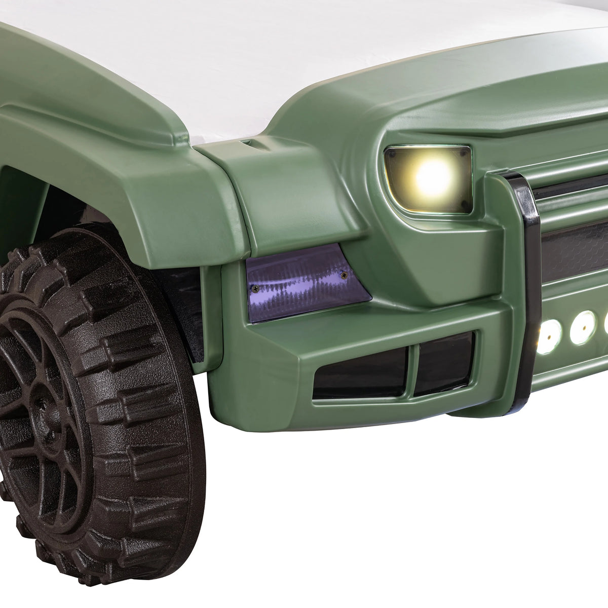 Furniture of America Terra Kids Plastic Twin SUV Bed with LED and Sound, Black