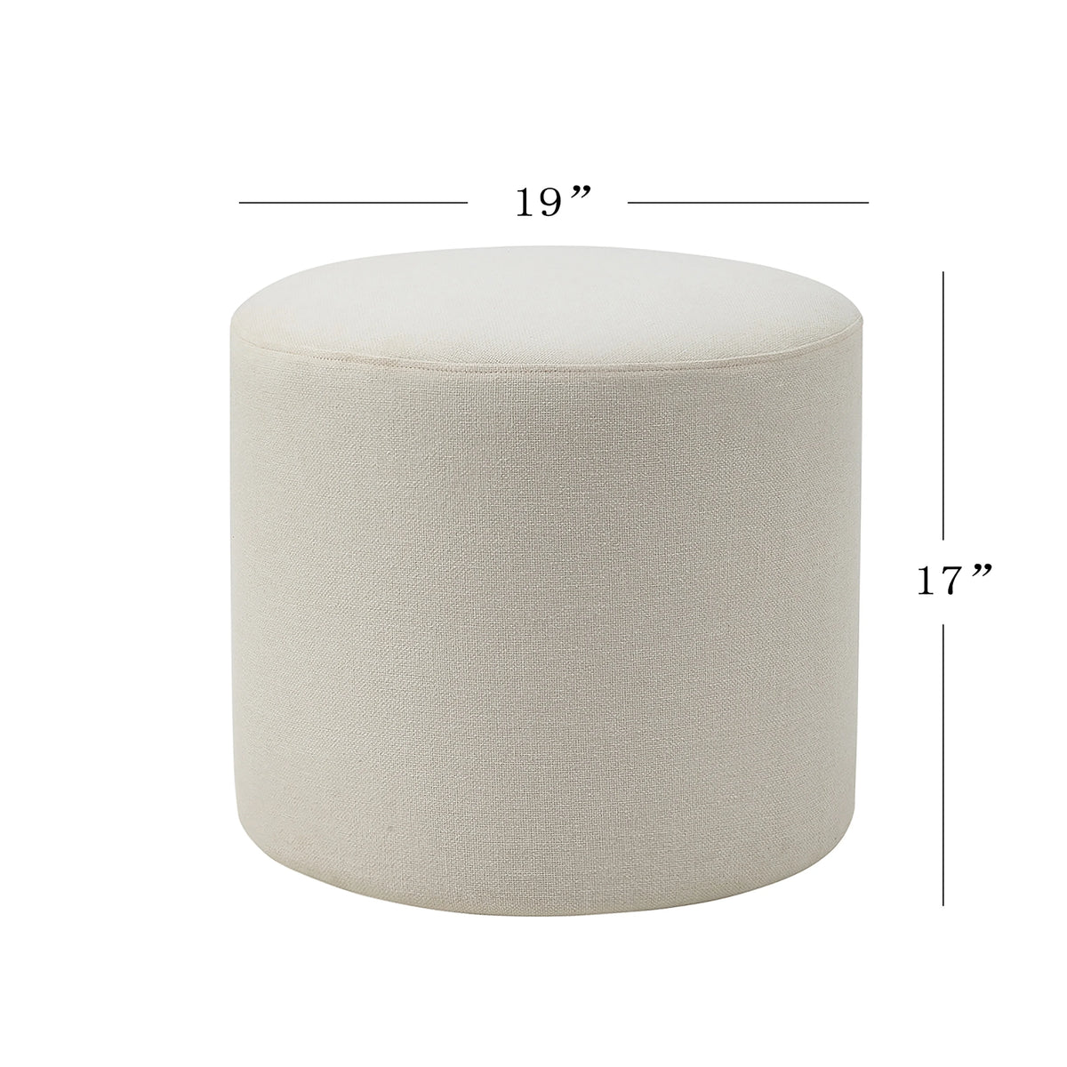 Wovenbyrd Round Pouf Ottoman with Foam Core, Gray �C Perfect for Living Room or Bedroom