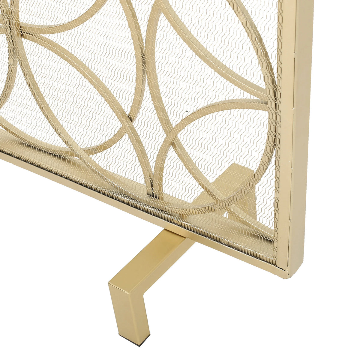 Noble House Emmilou Iron Single Panel Fireplace Screen, Gold