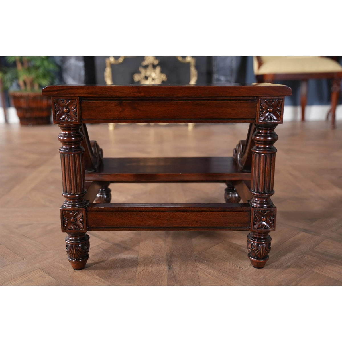 Carved Mahogany Bed Step