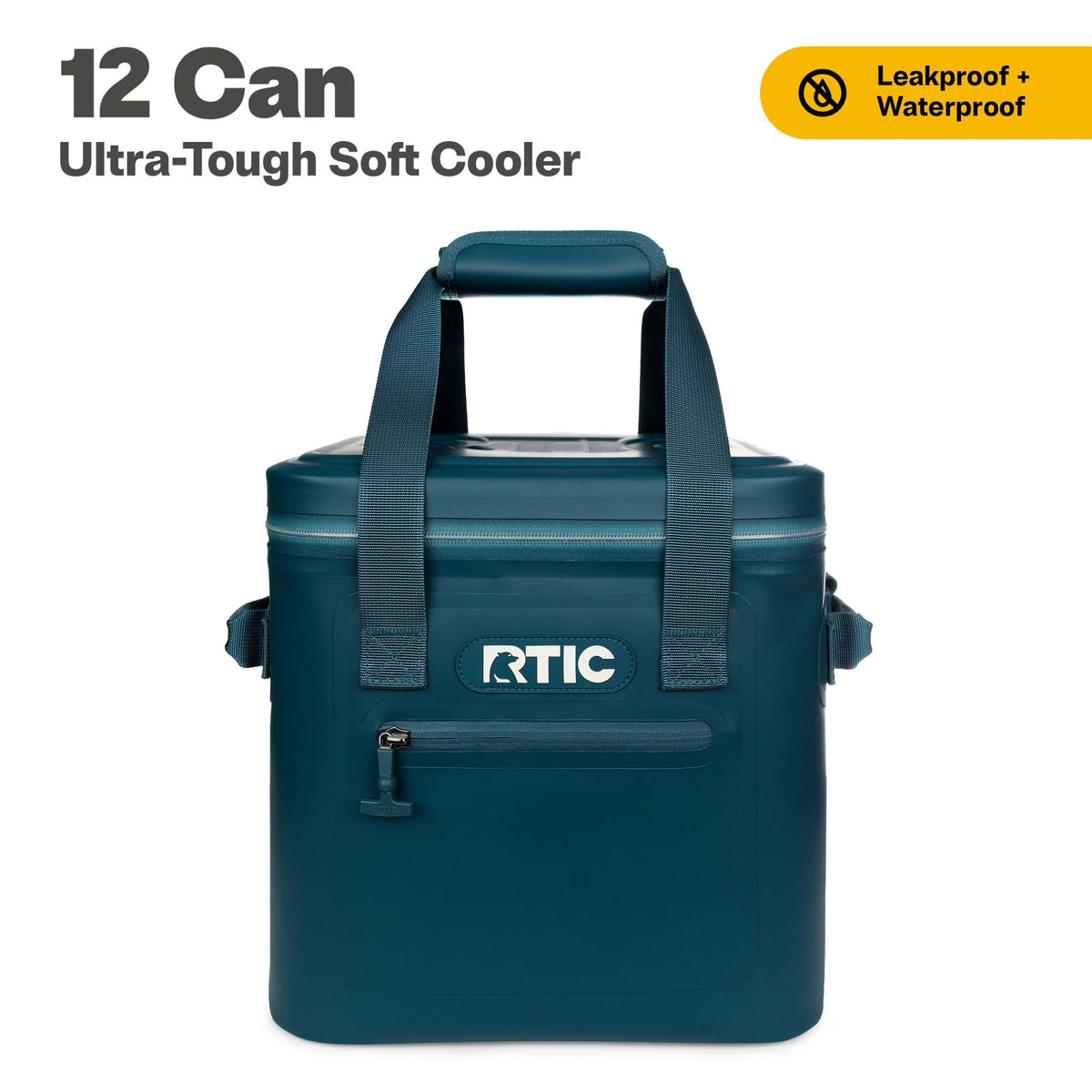 RTIC 12 Can Ultra-Tough Soft Cooler, 10 Qt, Leakproof, Waterproof Zipper,  Black