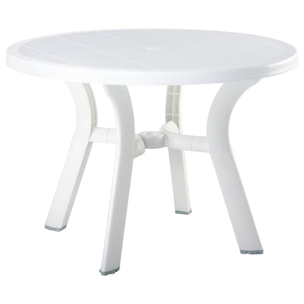 Compamia Truva Transitional Plastic 42" Round Resin Patio Dining Table in White