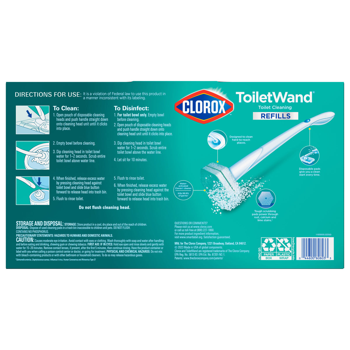 Clorox ToiletWand Disposable Toilet Cleaning System, Rainforest Rush, 1 Wand & 36 Refills