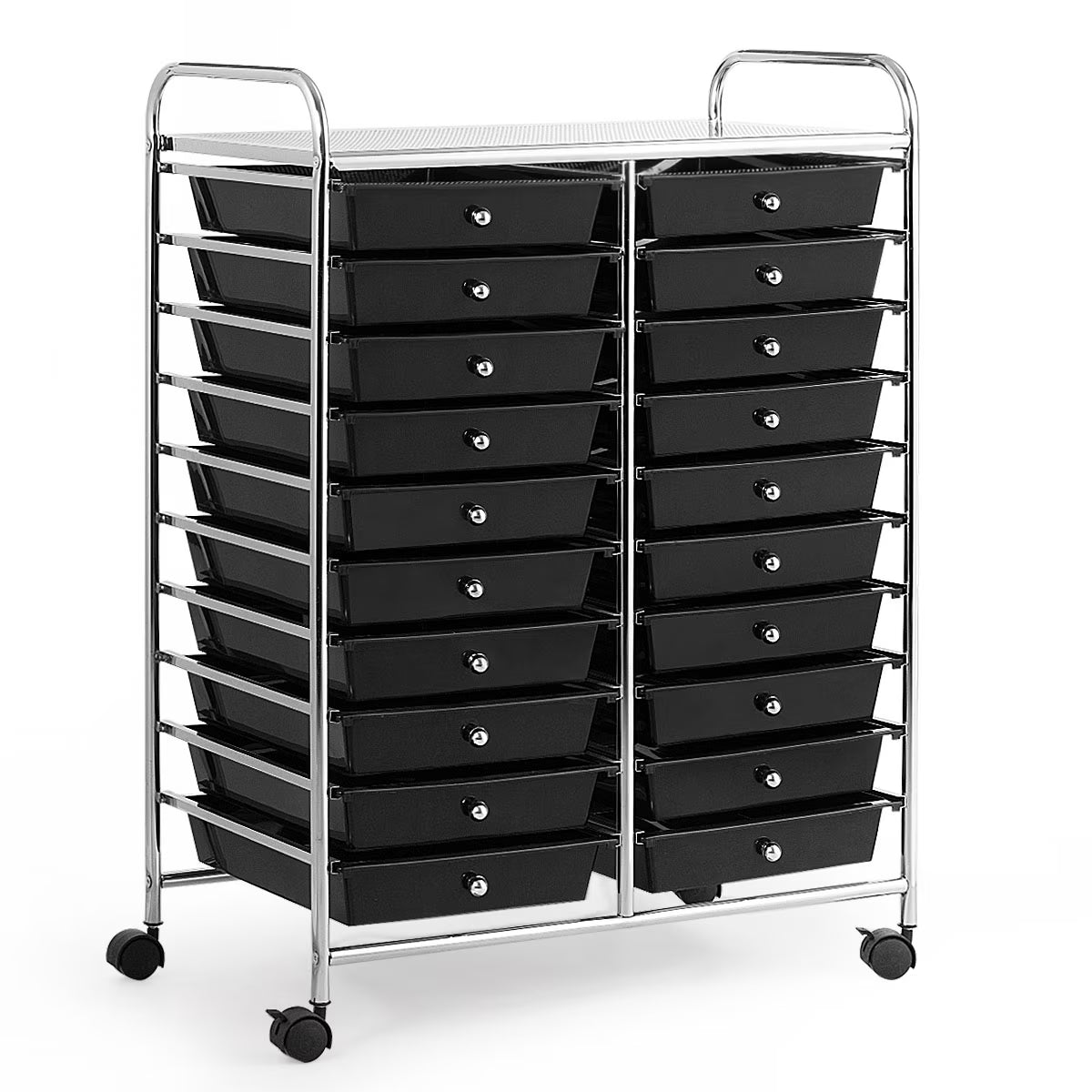 Costway 20 Drawer Rolling Storage Cart Tools Scrapbook Paper Office School Organizer Yellow