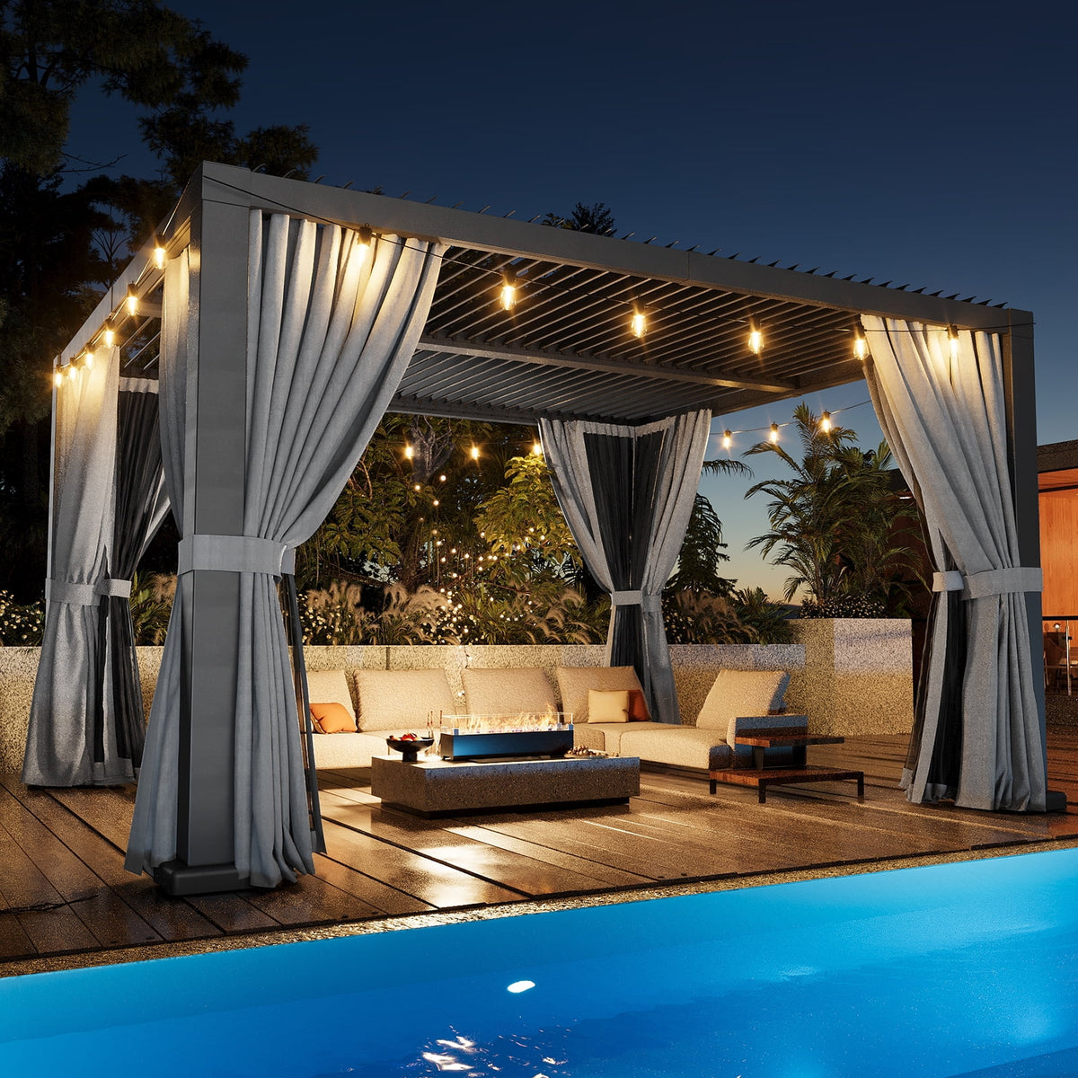 Aoxun 20' x 12' Louvered Pergola, Outdoor Aluminum Pergola with Adjustable Top for Decks, Gardens and Backyards, Gray