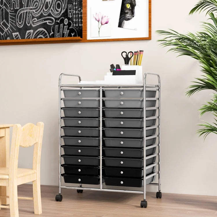 20 Drawers Rolling Storage Cart Studio Organizer