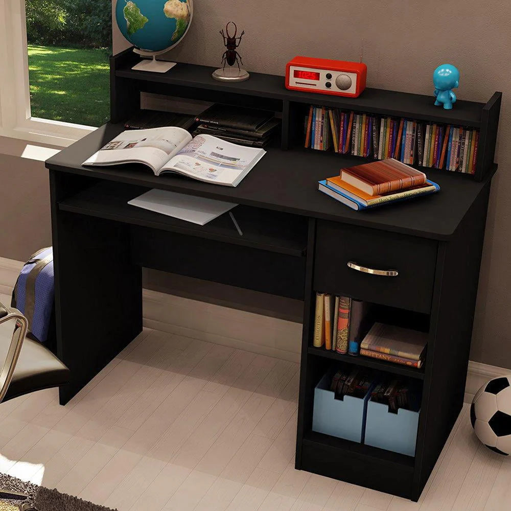 Ktaxon Wood Computer Desk Office Black Laptop PC Work Table Home Drawer & Keyboard Tray