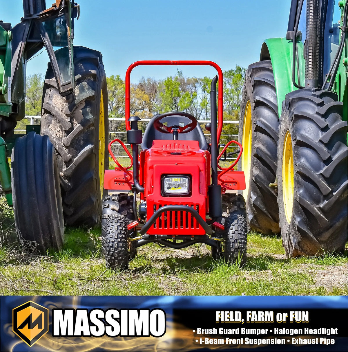 Massimo Mini Tractor 110cc 2WD Gas Go Kart �C Kids & Youth Ride-On Utility Vehicle �C Green