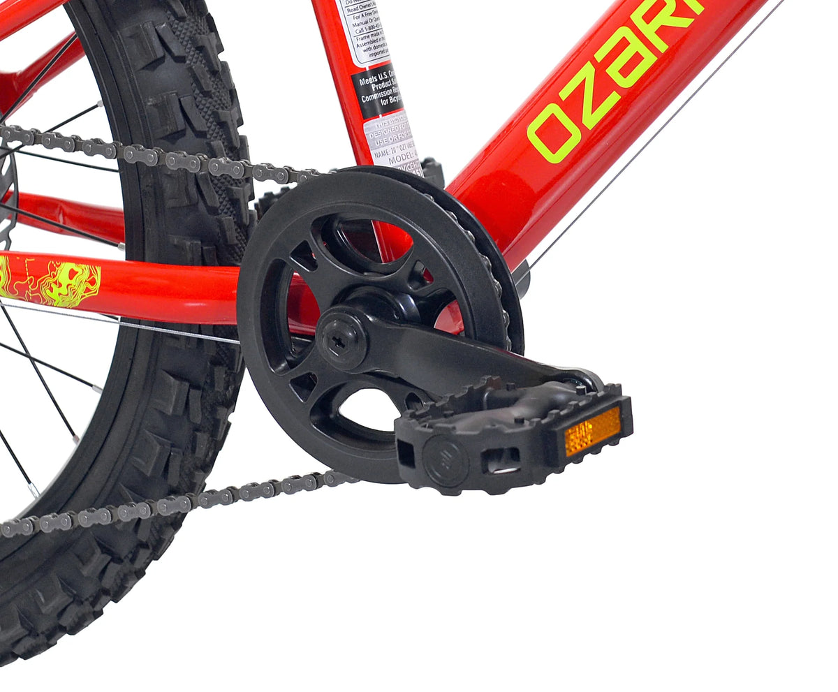 20" Ozark Trail Vibe Mountain Bike, 7 Speed, Fits Rider 3'11"-4'4", Red, Child/Tween/Teen, Unisex
