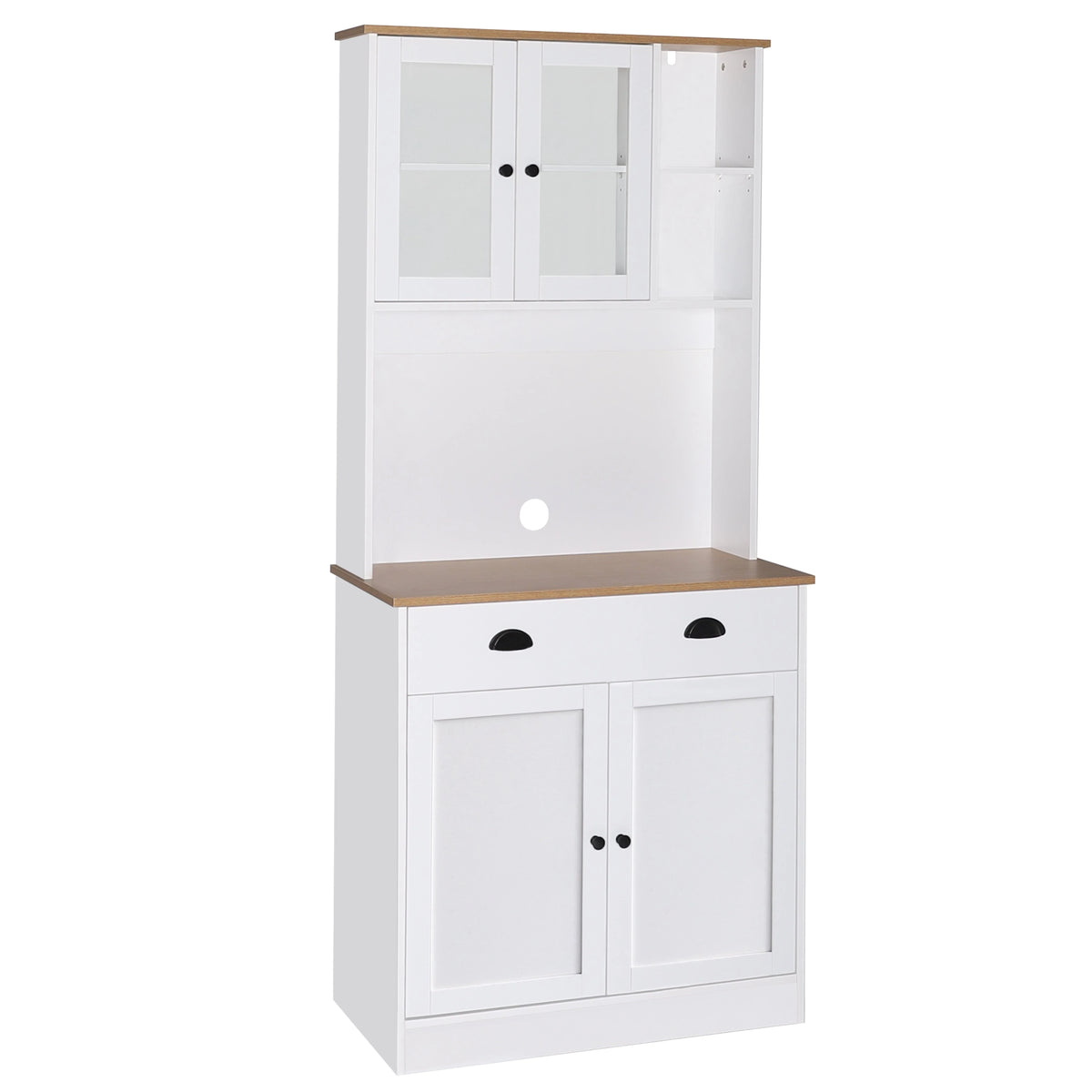 VEIKOUS 72"Kitchen Pantry Storage Cabinet Buffet with Shelves and Microwave Space, White