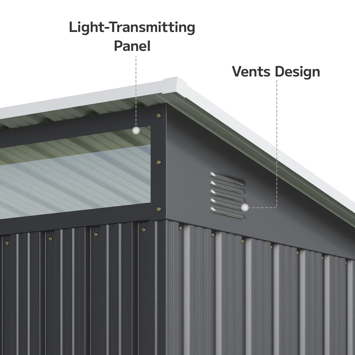 8'x6'ft Metal Shed , Asofer Outdoor Storage Shed with Transparent Panel Window for Garden, Dark Gray