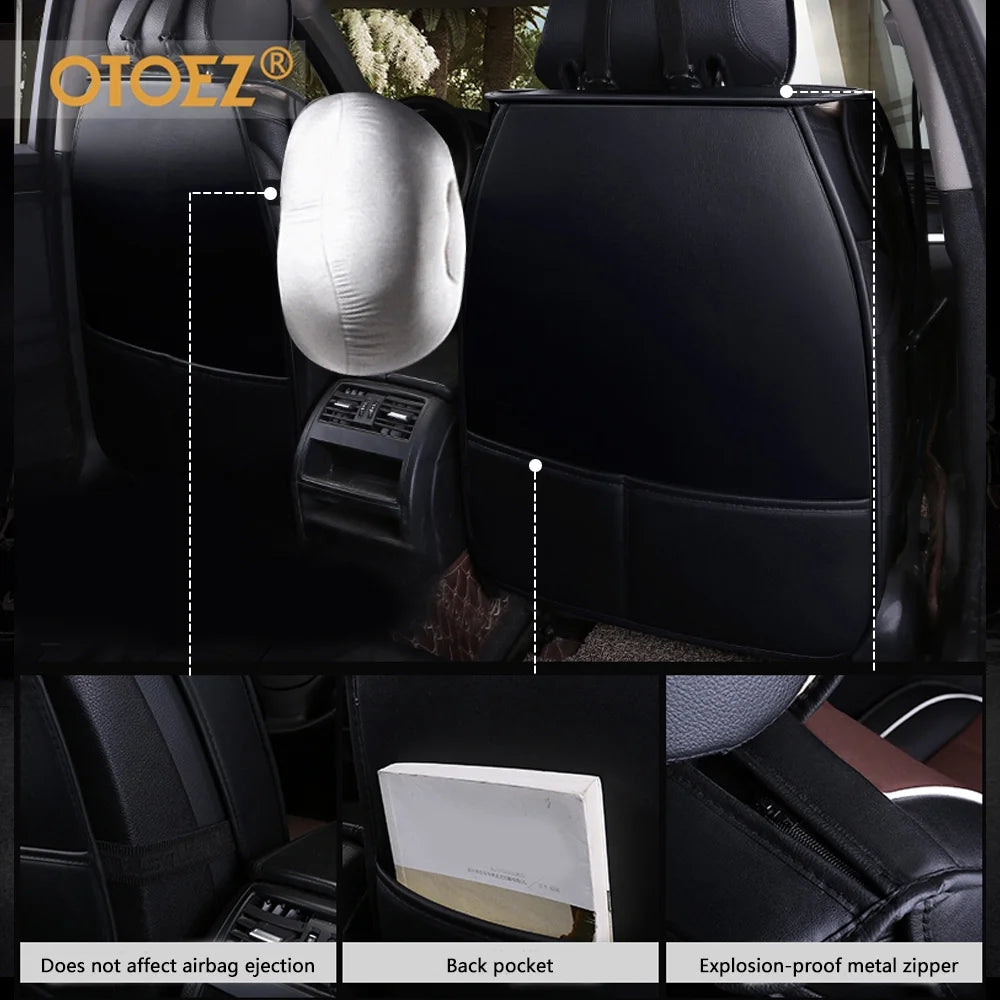 OTOEZ Leather Car Seat Cover Universal 5 Seats Full Set Front Rear Seat Protector