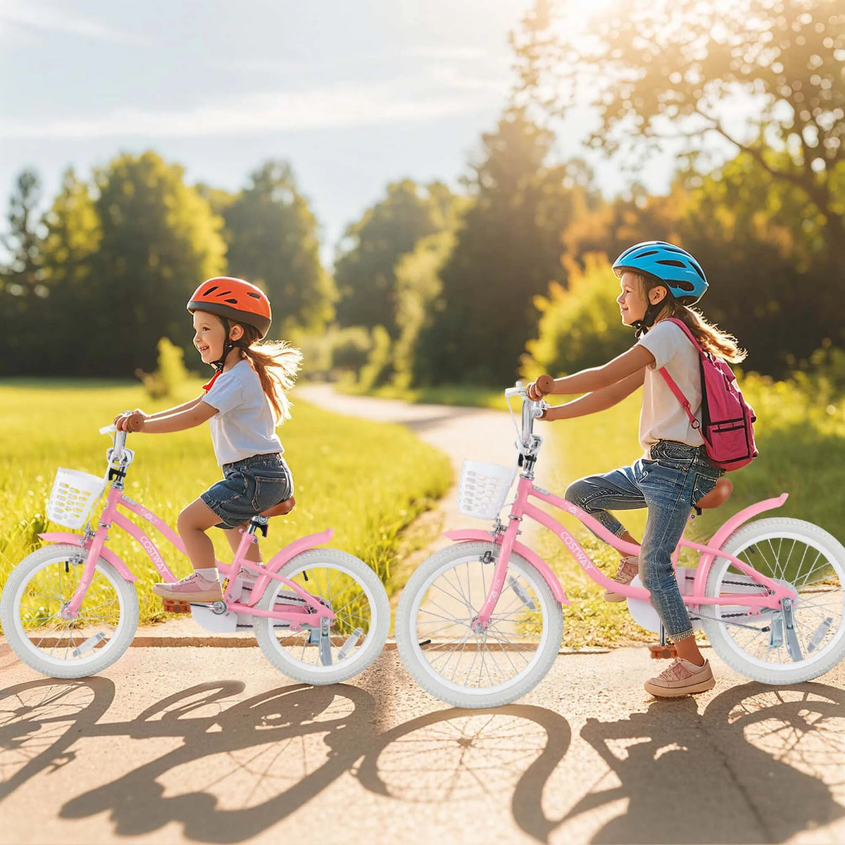 Costway 18'' Kids Bike Toddler Bicycle with Training Wheel Kickstand for 4-8 Years Old Pink