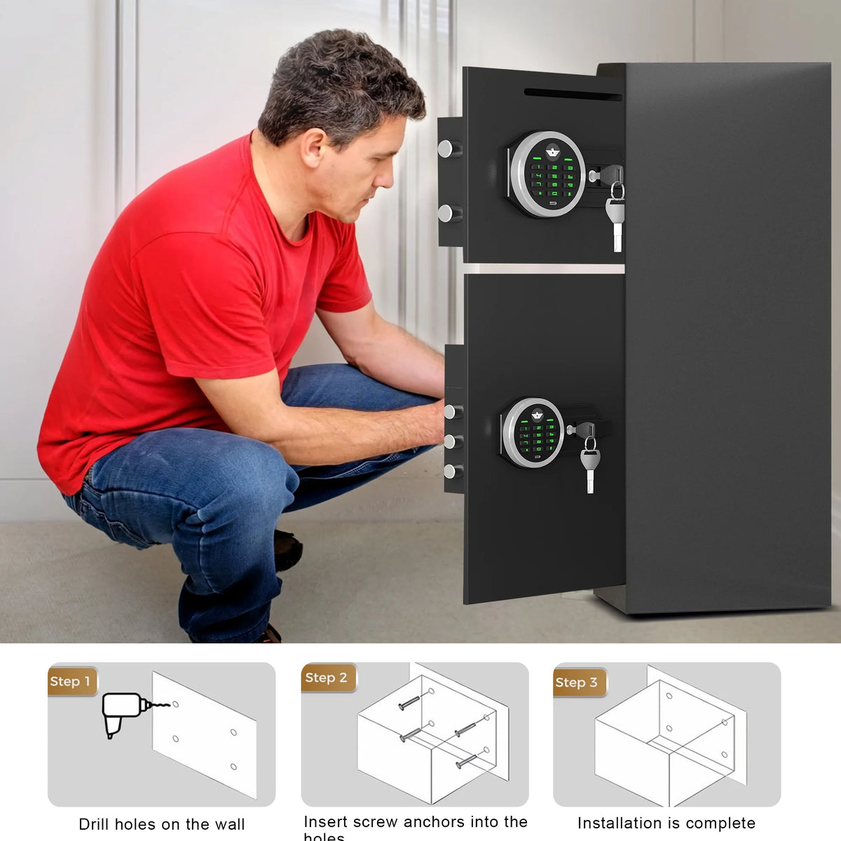Silkight 6.5 Cu ft Home Safe Box - Fireproof  Depository Drop Safe with Backlit Keypad&Alarm System for Business Home