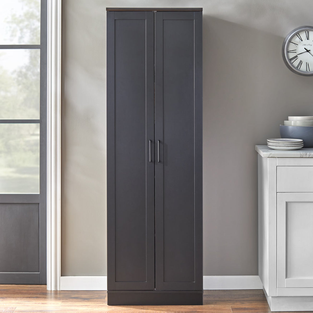 TMS Fletcher Modern Farmhouse Kitchen Pantry Cabinet, White Finish