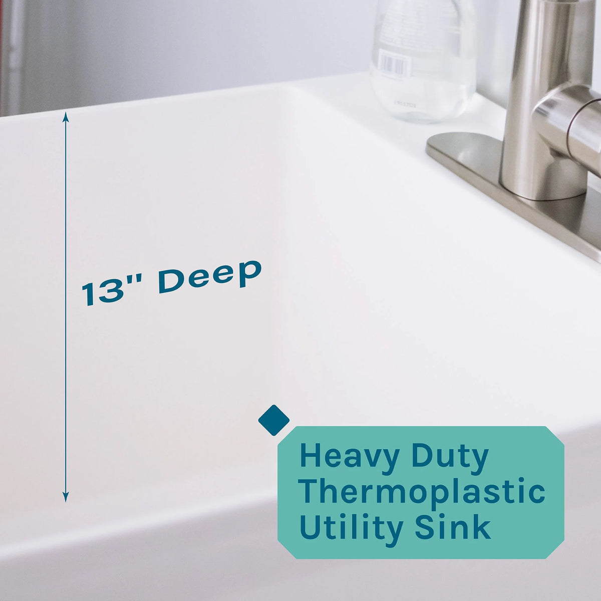 19 Gallon Laundry Sink with High Arc Stainless Steel Pull-Down Kitchen Faucet 6503SS