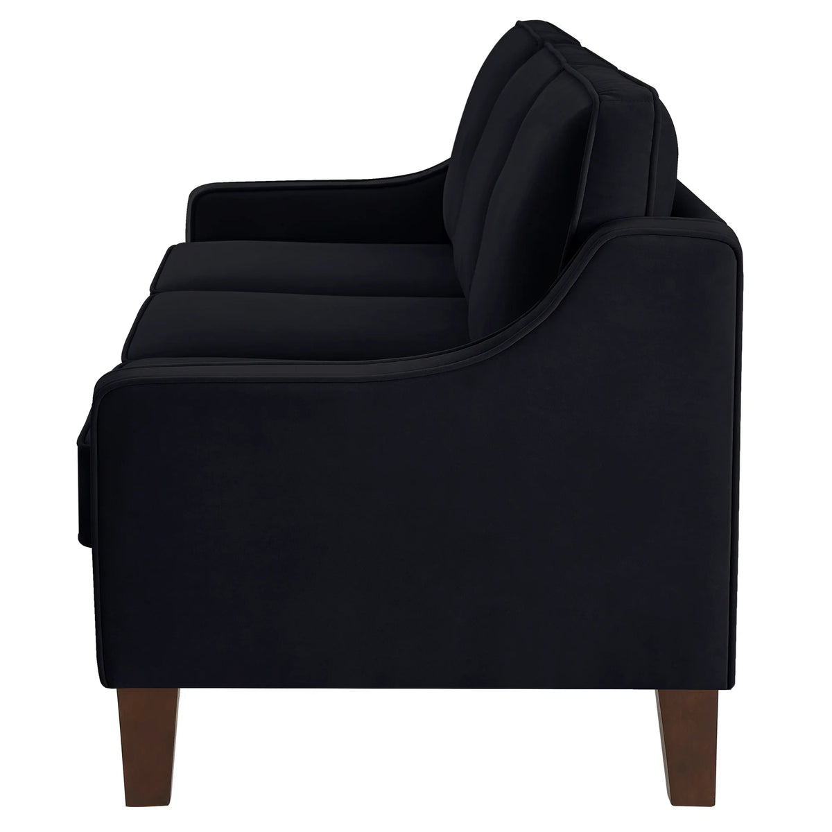 Living Room Sofas Modern 3 Person seat Sofa Couch with Scooped Armrest/Wood legs,Upholstered Velvet 3-seat Sofa with Removable Cushions for Livingroom Bedroom,Black,Comfortable Sofas