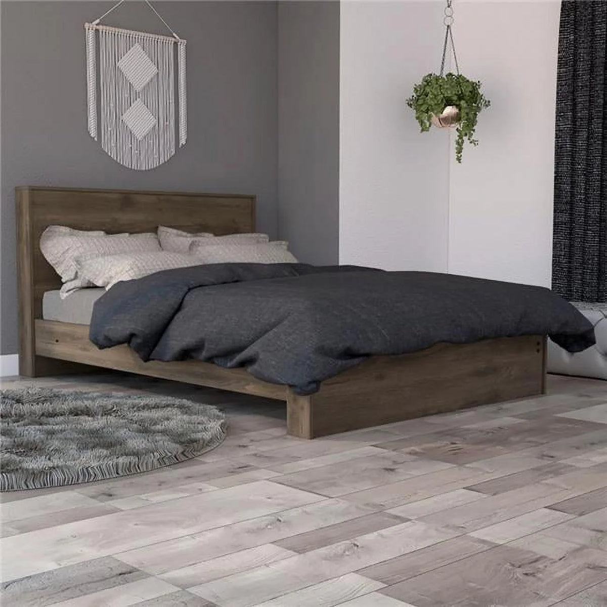 Depot E-Shop DE-CLB7965 Barrie Bed, Dark Brown - Full Size