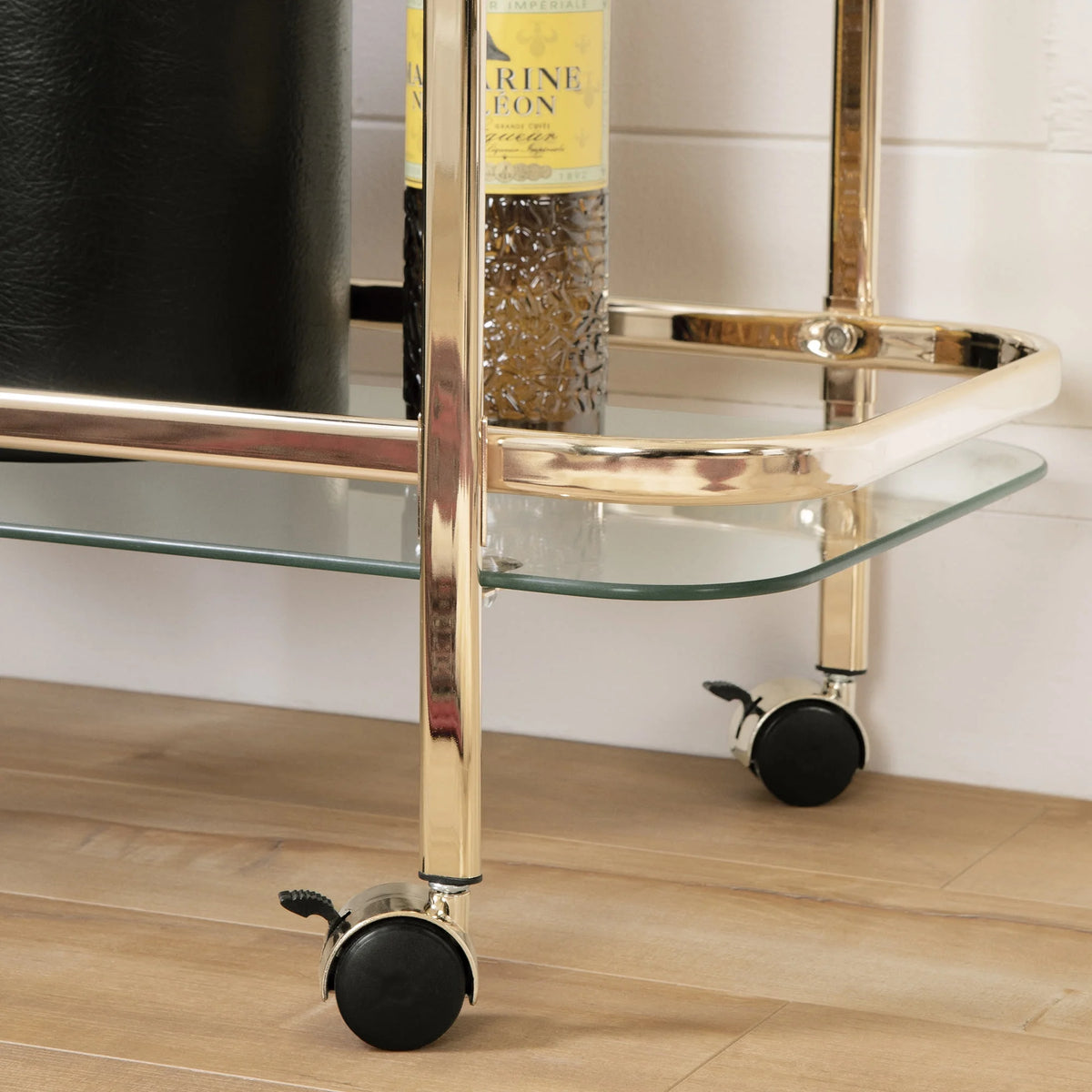 South Shore Maliza Bar Cart, Gold/Clear