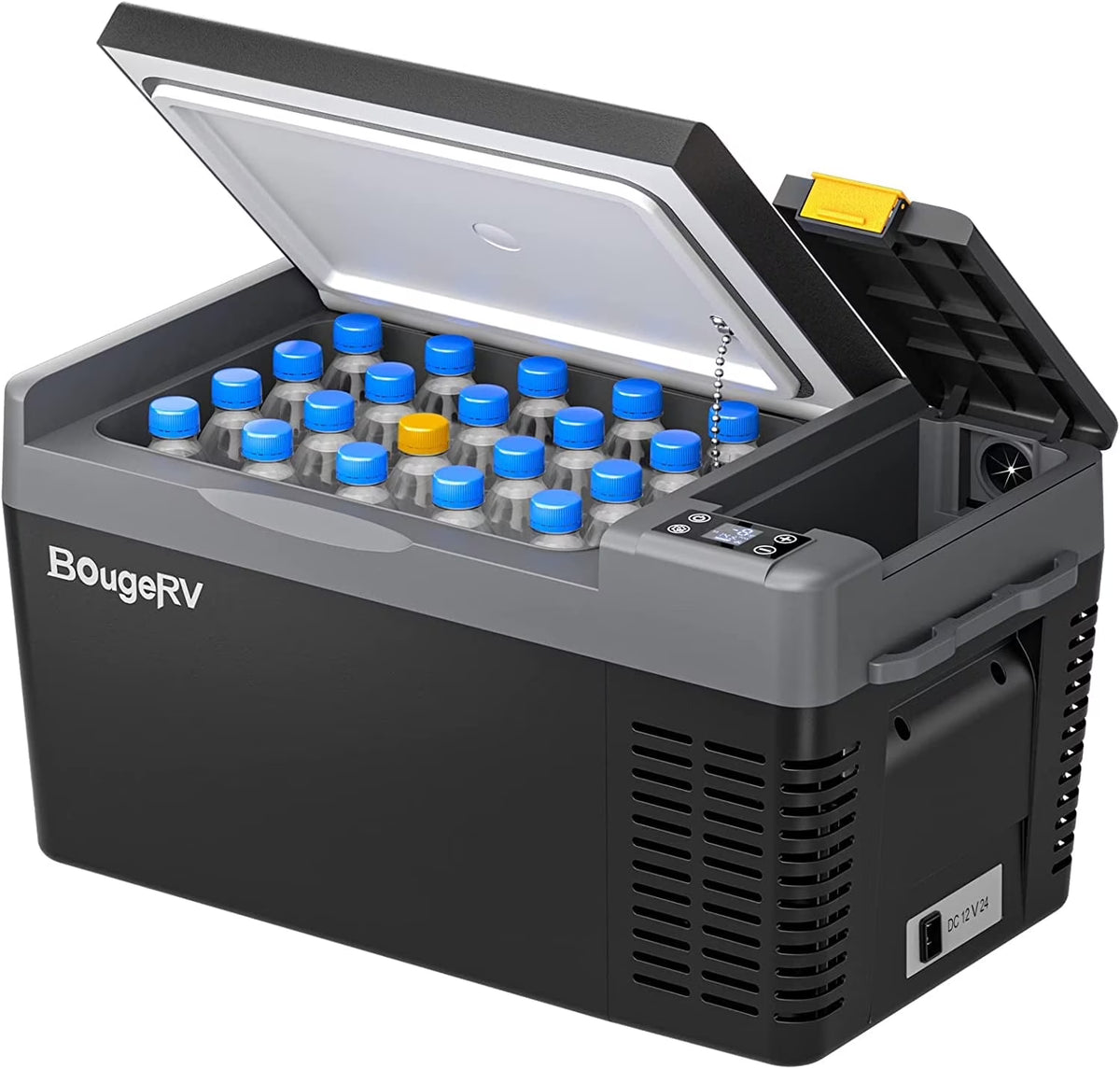 BougeRV Portable Car Refrigerator CRPRO 21 Qt, 12 Volt Fridge Compressor Freezer with -8℉~50℉ Cooling Range, 12V/24 DC & 110-240 AC for RV Truck Vehicle Boat Outdoor & Home Use Black