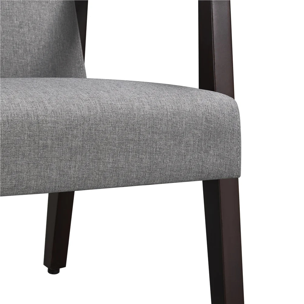 Yaheetech Mid-Century Upholstered Faux Leather Armchair with Solid Wood Legs,Brown