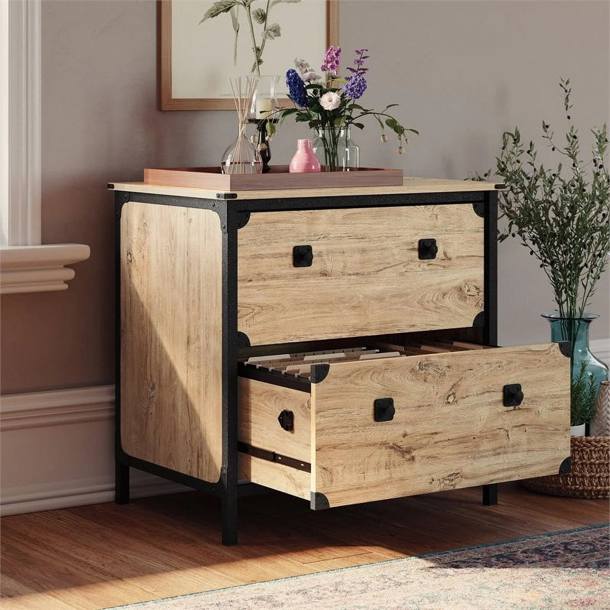 Sauder Steel River 2-Drawer Lateral File Cabinet, Milled Mesquite Finish