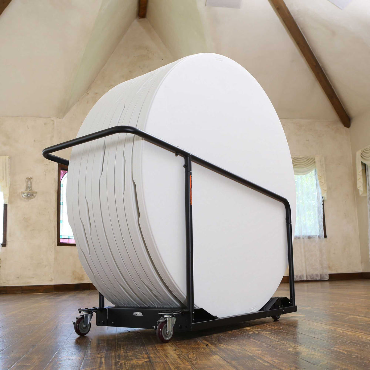 Lifetime (15) 60 in. White Round Tables and Cart Combo - 80441