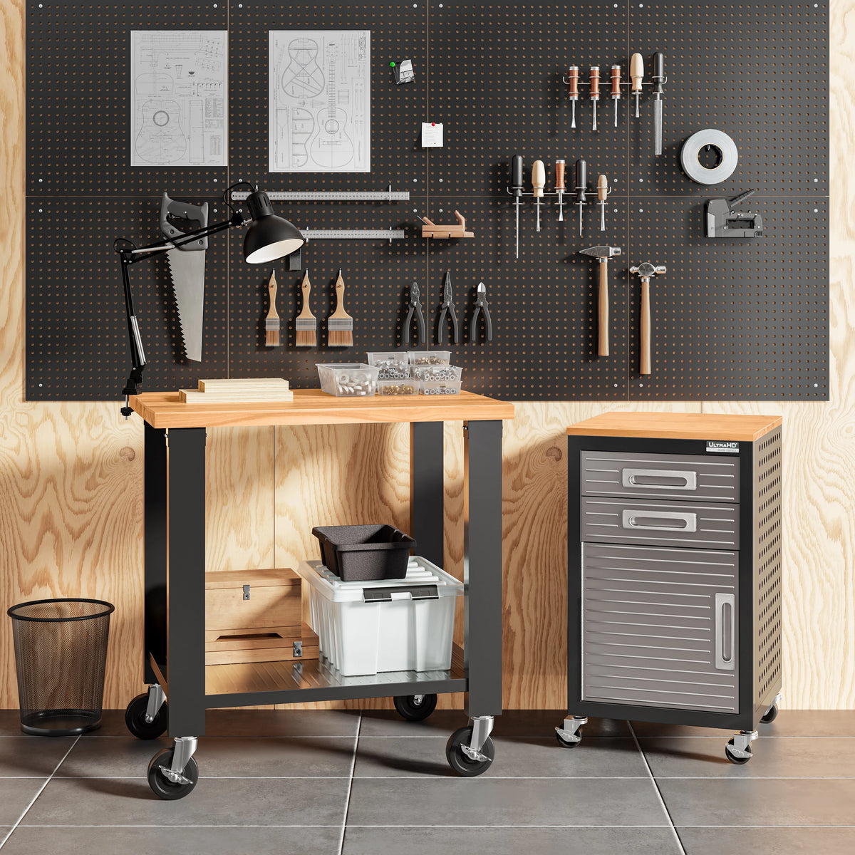 Seville Classics ULTRAHD? 2-Drawer Rolling Steel File Cabinet, Granite Gray