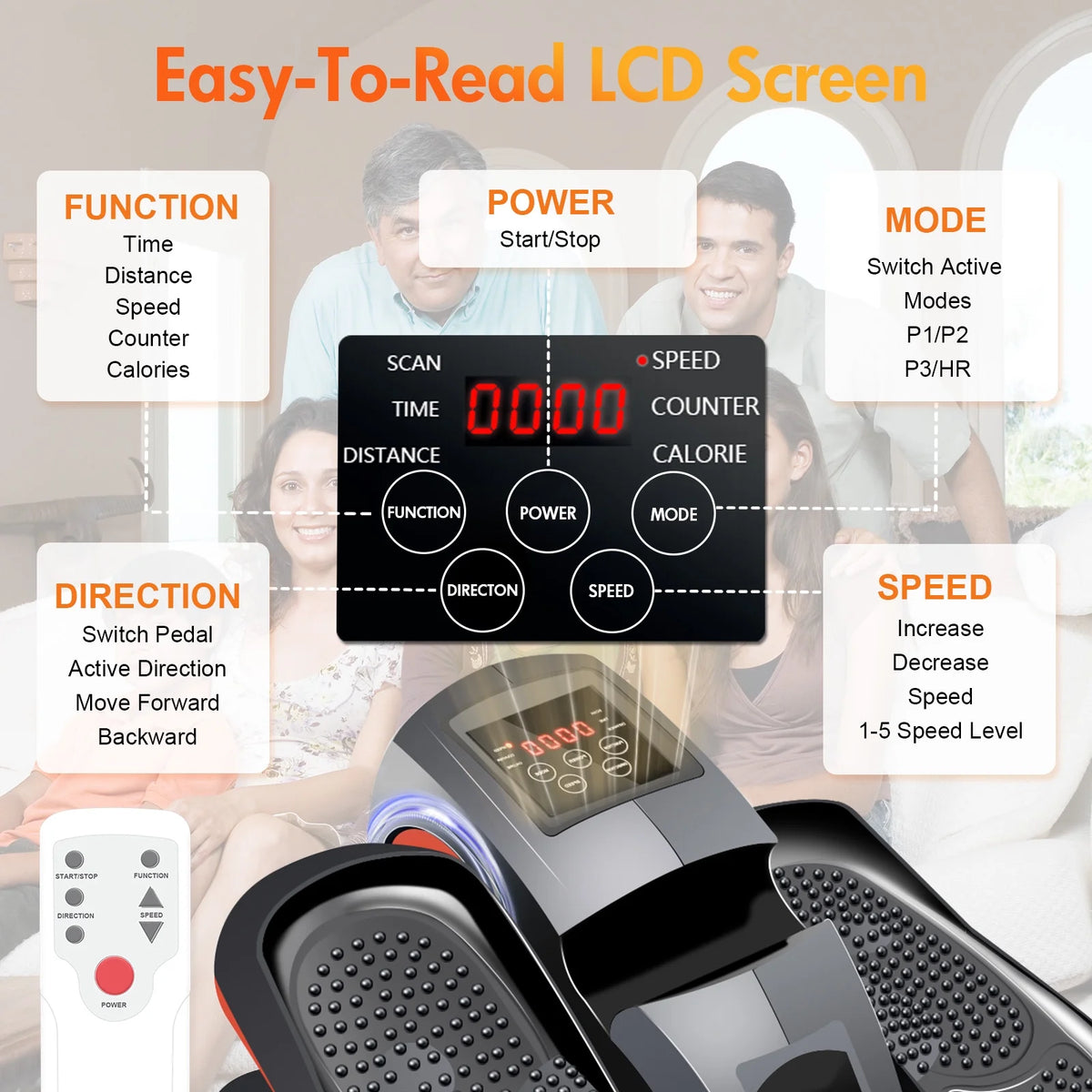 Baokaler Under Desk Elliptical Exercise Machine, Electric Elipsefit Leg Exerciser while Sitting for Seniors,12 Adjustable Speeds with Remote Control