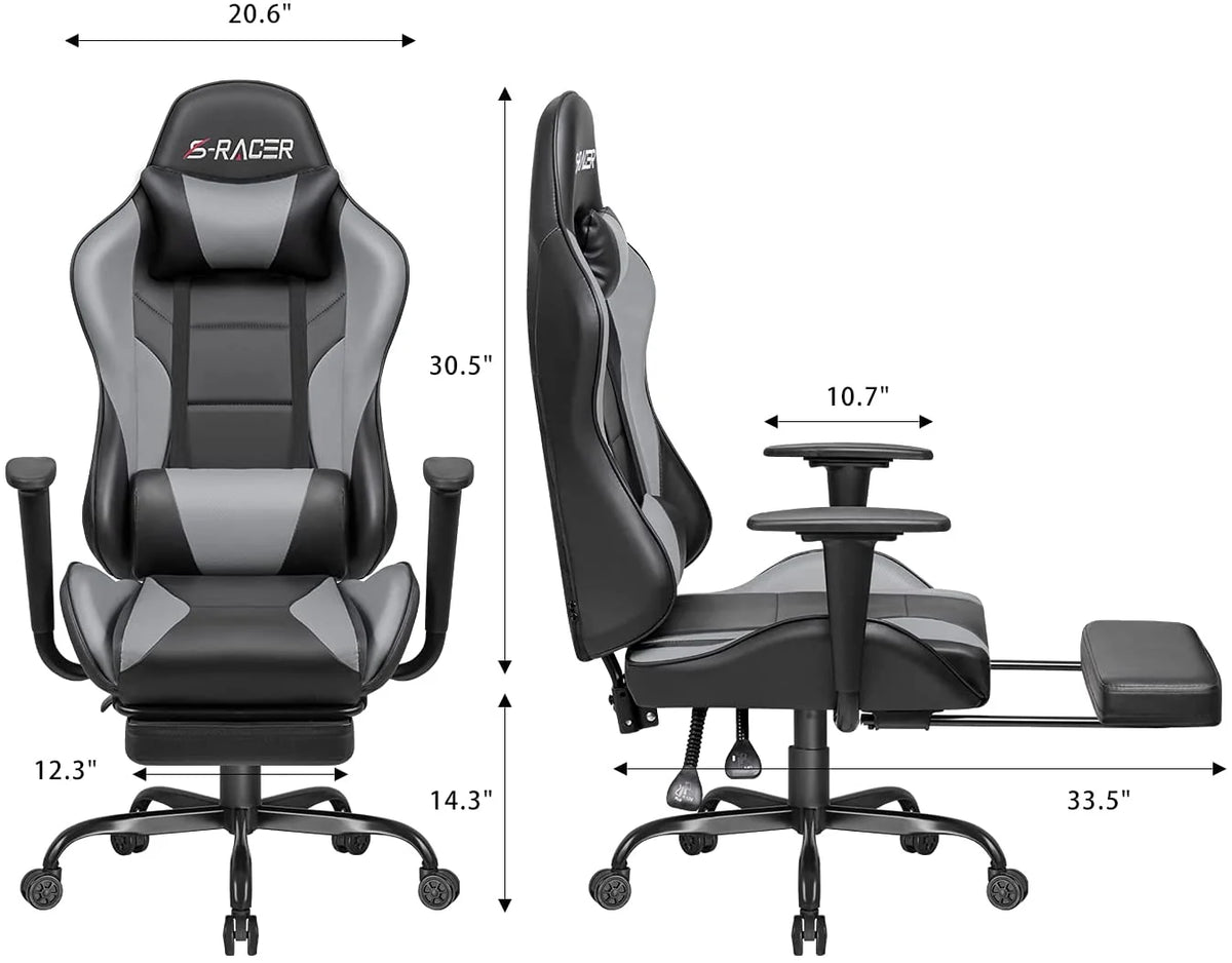 Lacoo High Back Gaming Chair Ergonomic Gaming Computer Chair,Black