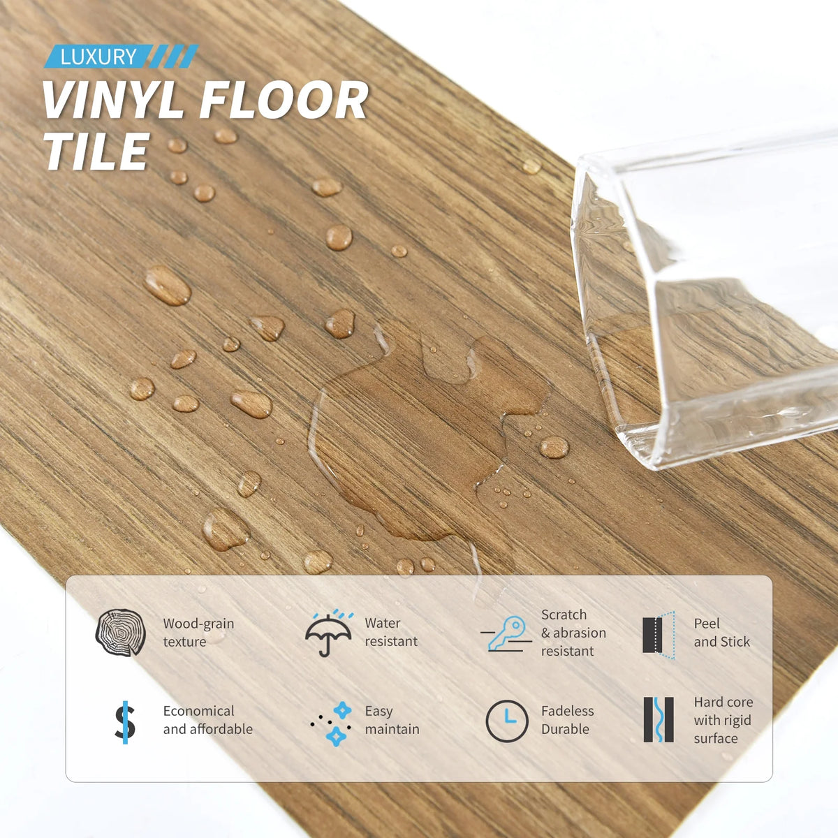 Self-adhesive 6" x 36" x 0.05" Luxury Vinyl Plank(36 pack)